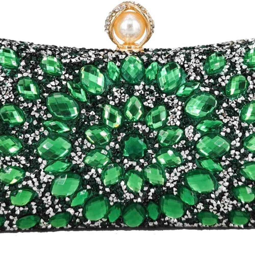 Pearl Clasp Crystal Clutch Purses for Women Evening Bags Wedding Handbag Party R